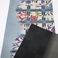 画像をギャラリービューアに読み込む, 【未使用】袋帯 『本場縞大島』紬 格子に菊の花模様 象牙色 カジュアル 普段着に 長さ454cm 帯巾31cm 正絹着物 FA5-3
