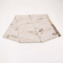 画像をギャラリービューアに読み込む, 【中古】袋帯 紬 箔散らしに能の舞姿『羽衣』『天鼓』フォーマル 略礼装 淡いグレー 長さ430cm 帯巾31cm 正絹着物 FH10-5
