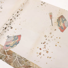 画像をギャラリービューアに読み込む, 【中古】袋帯 紬 箔散らしに能の舞姿『羽衣』『天鼓』フォーマル 略礼装 淡いグレー 長さ430cm 帯巾31cm 正絹着物 FH10-5
