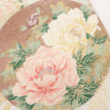 画像をギャラリービューアに読み込む, 【中古】袋帯 煌びやか四季折々の花々模様 フォーマル 略礼装 シルバー系 六通柄 長さ432cm 帯幅31cm 正絹着物 FH12-4
