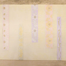 画像をギャラリービューアに読み込む, 【中古】夏帯『絽』袋帯 横段に露芝花模様 フォーマル 略礼装 白アイボリー 長さ440cm 帯巾31cm 正絹着物 FY5-1
