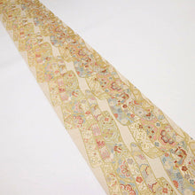 画像をギャラリービューアに読み込む, 【中古】袋帯 煌びやか誰が袖松竹梅吉祥文 鳳翔 砂色 六通柄 フォーマル 略礼装 長さ449cm 帯巾31cm 正絹着物 FY6-13

