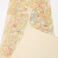 画像をギャラリービューアに読み込む, 【中古】袋帯 煌びやか誰が袖松竹梅吉祥文 鳳翔 砂色 六通柄 フォーマル 略礼装 長さ449cm 帯巾31cm 正絹着物 FY6-13
