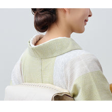 画像をギャラリービューアに読み込む, 洗える着物 阿波しじら織り【柳白茶薄生成りの縞合わせ】 13m No,H60 コットン フルオーダー お仕立て可
