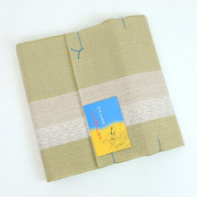 画像をギャラリービューアに読み込む, 洗える着物 阿波しじら織り【柳白茶薄生成りの縞合わせ】 13m No,H60 コットン フルオーダー お仕立て可
