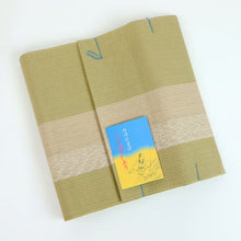 画像をギャラリービューアに読み込む, 洗える着物 阿波しじら織り【抹茶亜麻生成りの縞合わせ】 13m No,H61 コットン フルオーダー お仕立て可
