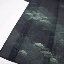 画像をギャラリービューアに読み込む, 【中古】夏着物『絽』訪問着 重なる遠山風景 背紋有 フォーマル 略礼装 藍黒色 身丈159cm 裄丈64.5cm 正絹着物 HA5-8
