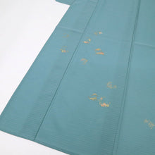 画像をギャラリービューアに読み込む, 【中古】長尺 洗える夏着物 刺繍付下げ『絽』吉祥の丸文 カジュアル 青緑色 身丈163.5cm 裄丈65.5cm 化繊 HA7-3
