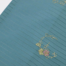 画像をギャラリービューアに読み込む, 【中古】長尺 洗える夏着物 刺繍付下げ『絽』吉祥の丸文 カジュアル 青緑色 身丈163.5cm 裄丈65.5cm 化繊 HA7-3
