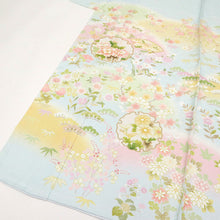 画像をギャラリービューアに読み込む, 仮絵羽 訪問着 吉祥文 雪輪地紙に花々松竹梅 フォーマル 水色 和装 きもの 袷正絹着物 HA9-13
