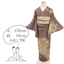 画像をギャラリービューアに読み込む, 【中古】上質 訪問着 ヤツデに菊唐草 背紋有 ちりめん地 身丈159cm 裄丈66cm msize 袷正絹着物 HC11-3

