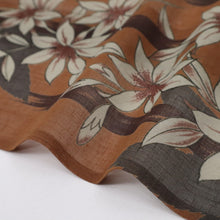 画像をギャラリービューアに読み込む, 【中古】上質 洗える夏着物 付下げ小紋 クレマチスの花模様 茶色 化繊着物 カジュアル 身丈162cm 裄丈65.5cm HC9-5
