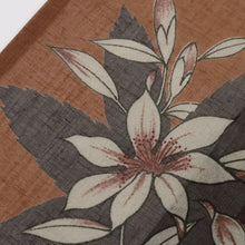 画像をギャラリービューアに読み込む, 【中古】上質 洗える夏着物 付下げ小紋 クレマチスの花模様 茶色 化繊着物 カジュアル 身丈162cm 裄丈65.5cm HC9-5
