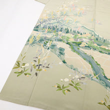 画像をギャラリービューアに読み込む, 【中古】訪問着 作家物＊情景美 落款有 背紋有 グリーン 略礼装 フォーマル 身丈155.5cm 裄丈65.5cm 袷正絹着物 HG11-7
