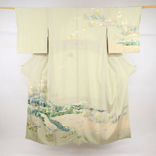 画像をギャラリービューアに読み込む, 【中古】訪問着 作家物＊情景美 落款有 背紋有 グリーン 略礼装 フォーマル 身丈155.5cm 裄丈65.5cm 袷正絹着物 HG11-7
