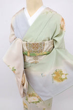 画像をギャラリービューアに読み込む, 【仮絵羽】訪問着 やわらか四季の花丸文 グリーン多色 フォーマル 略礼装 和装 袷正絹着物 HG4-2

