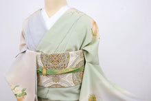 画像をギャラリービューアに読み込む, 【仮絵羽】訪問着 やわらか四季の花丸文 グリーン多色 フォーマル 略礼装 和装 袷正絹着物 HG4-2
