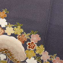 画像をギャラリービューアに読み込む, 【中古】絢爛豪華 訪問着 御所解き文松竹梅 落款有 丼鼠色 グレー 略礼装 フォーマル 身丈157cm 裄丈63cm 袷正絹着物 HH12-19
