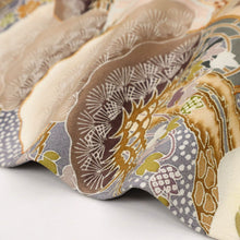 画像をギャラリービューアに読み込む, 【中古】絢爛豪華 訪問着 御所解き文松竹梅 落款有 丼鼠色 グレー 略礼装 フォーマル 身丈157cm 裄丈63cm 袷正絹着物 HH12-19
