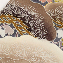 画像をギャラリービューアに読み込む, 【中古】絢爛豪華 訪問着 御所解き文松竹梅 落款有 丼鼠色 グレー 略礼装 フォーマル 身丈157cm 裄丈63cm 袷正絹着物 HH12-19
