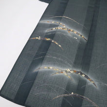 画像をギャラリービューアに読み込む, 【中古】長尺 夏着物 絽紬 訪問着 しっとり露芝模様 カジュアル 濃グレー 身丈163.5cm 裄丈65.5cm 正絹着物 HH6-2
