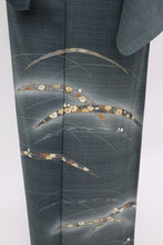 画像をギャラリービューアに読み込む, 【中古】長尺 夏着物 絽紬 訪問着 しっとり露芝模様 カジュアル 濃グレー 身丈163.5cm 裄丈65.5cm 正絹着物 HH6-2
