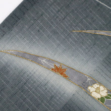 画像をギャラリービューアに読み込む, 【中古】長尺 夏着物 絽紬 訪問着 しっとり露芝模様 カジュアル 濃グレー 身丈163.5cm 裄丈65.5cm 正絹着物 HH6-2

