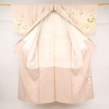 画像をギャラリービューアに読み込む, 【中古】長尺 訪問着 扇に花々揺れる菊の花模様 フォーマル 淡紅藤色 紫 パープル 略礼装 身丈163cm 裄丈66cm 袷正絹着物 HM1-7
