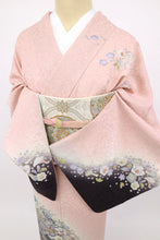 画像をギャラリービューアに読み込む, 【中古】長尺 訪問着 華やぎの辻が花模様 ピンク色 身丈164.5cm 裄丈69cm 袷正絹着物 HM2-14
