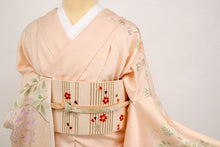 画像をギャラリービューアに読み込む, 仮絵羽 訪問着 蘭に麗しの花々模様 フォーマル 略礼装 淡いピンク 和装きもの 袷正絹着物 HM9-14
