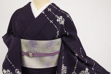 画像をギャラリービューアに読み込む, 【中古】長尺 訪問着 豪華刺繍 エレガント華文 フォーマル 略礼装 黒紫色 パープル 身丈168cm 裄丈67cm 袷正絹 HP12-1 lsize
