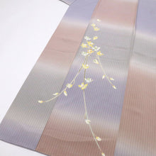 画像をギャラリービューアに読み込む, 【中古】訪問着 横段と揺れる小さな蘭の花模様 フォーマル 略礼装 紫系多色 身丈157cm 裄丈63cm 袷正絹着物 HP3-4
