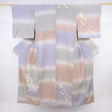 画像をギャラリービューアに読み込む, 【中古】訪問着 横段と揺れる小さな蘭の花模様 フォーマル 略礼装 紫系多色 身丈157cm 裄丈63cm 袷正絹着物 HP3-4
