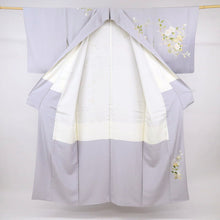 画像をギャラリービューアに読み込む, 【中古】長尺 訪問着 菊桔梗に白椿の花模様 藤色 フォーマル 略礼装 背紋有 身丈164.5cm 裄丈66cm 袷正絹着物 HP3-8
