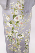 画像をギャラリービューアに読み込む, 【中古】長尺 訪問着 菊桔梗に白椿の花模様 藤色 フォーマル 略礼装 背紋有 身丈164.5cm 裄丈66cm 袷正絹着物 HP3-8

