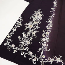 画像をギャラリービューアに読み込む, 【中古】長尺 刺繍 訪問着 極上花唐草模様 黒紅色×黒鳶色 袷正絹着物 HP7-5
