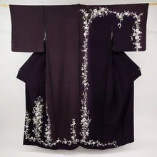 画像をギャラリービューアに読み込む, 【中古】長尺 刺繍 訪問着 極上花唐草模様 黒紅色×黒鳶色 袷正絹着物 HP7-5
