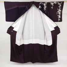 画像をギャラリービューアに読み込む, 【中古】長尺 刺繍 訪問着 極上花唐草模様 黒紅色×黒鳶色 袷正絹着物 HP7-5
