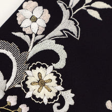 画像をギャラリービューアに読み込む, 【中古】長尺 刺繍 訪問着 極上花唐草模様 黒紅色×黒鳶色 袷正絹着物 HP7-5
