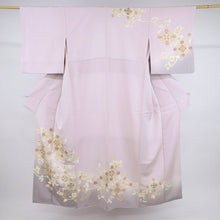 画像をギャラリービューアに読み込む, 【中古】訪問着 エレガント 花菱七宝に花唐草模様 鴇鼠色 略礼装 フォーマル 身丈157cm 裄丈64cm 袷正絹着物 HP9-13
