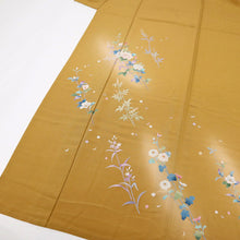 画像をギャラリービューアに読み込む, 【中古】付下げ シンプル風にそよぐ花模様 黄唐茶色 フォーマル 略礼装 身丈159cm 裄丈68.5cm 正絹着物 HY7-4
