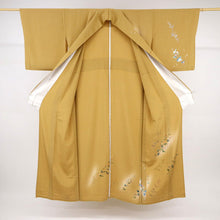 画像をギャラリービューアに読み込む, 【中古】付下げ シンプル風にそよぐ花模様 黄唐茶色 フォーマル 略礼装 身丈159cm 裄丈68.5cm 正絹着物 HY7-4
