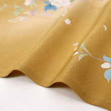 画像をギャラリービューアに読み込む, 【中古】付下げ シンプル風にそよぐ花模様 黄唐茶色 フォーマル 略礼装 身丈159cm 裄丈68.5cm 正絹着物 HY7-4
