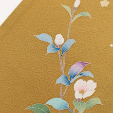 画像をギャラリービューアに読み込む, 【中古】付下げ シンプル風にそよぐ花模様 黄唐茶色 フォーマル 略礼装 身丈159cm 裄丈68.5cm 正絹着物 HY7-4
