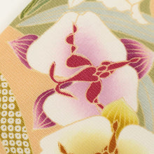 画像をギャラリービューアに読み込む, 【中古】上質特選 訪問着 しっとり蘭の花模様 ベージュ 袷正絹着物 HY9-4
