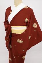 画像をギャラリービューアに読み込む, 【中古】上質 長襦袢 赤茶色 はんなりぽっくり 着物下 身丈121cm 裄丈63cm 正絹 和装 きもの J7-3
