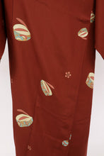 画像をギャラリービューアに読み込む, 【中古】上質 長襦袢 赤茶色 はんなりぽっくり 着物下 身丈121cm 裄丈63cm 正絹 和装 きもの J7-3
