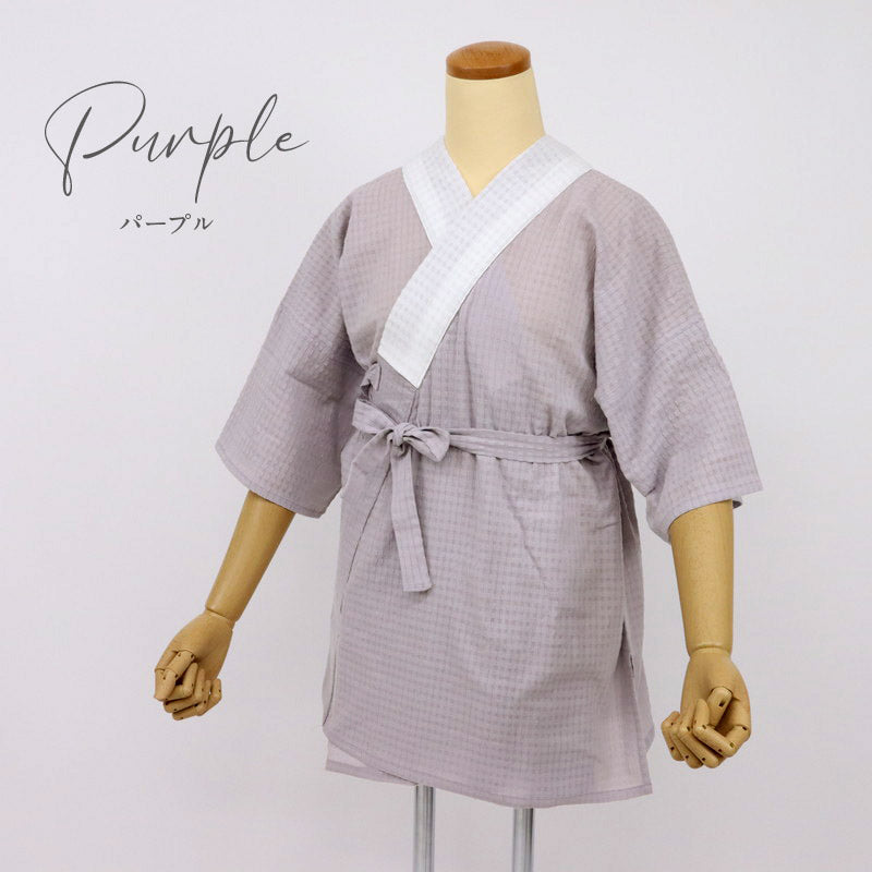 オリジナル商品*半襦袢 高島ちぢみ 2色 白 紫 Mサイズ Lサイズ LL