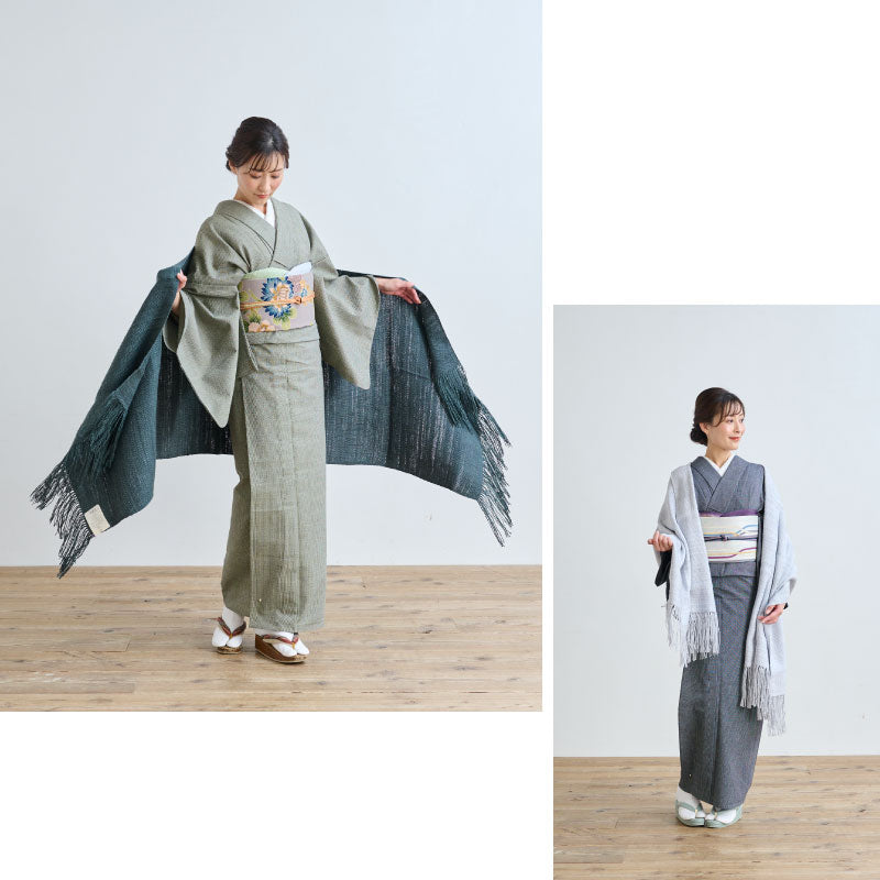 真綿まとうショール 『無地』 老舗ブランド 奥順謹製 結城紬 高級 大判 