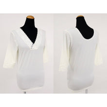 画像をギャラリービューアに読み込む, 【 華暖 あったか 肌着 七分袖 】M L 七分袖 ストレッチ レース付き ホワイト 和装インナー 吸湿発熱 暖か繊維 ピチカ使用 肌着 着物 肌襦袢 静電気防止加工付 上下一体 着物 小紋 訪問着 付下げ 白 和装小物
